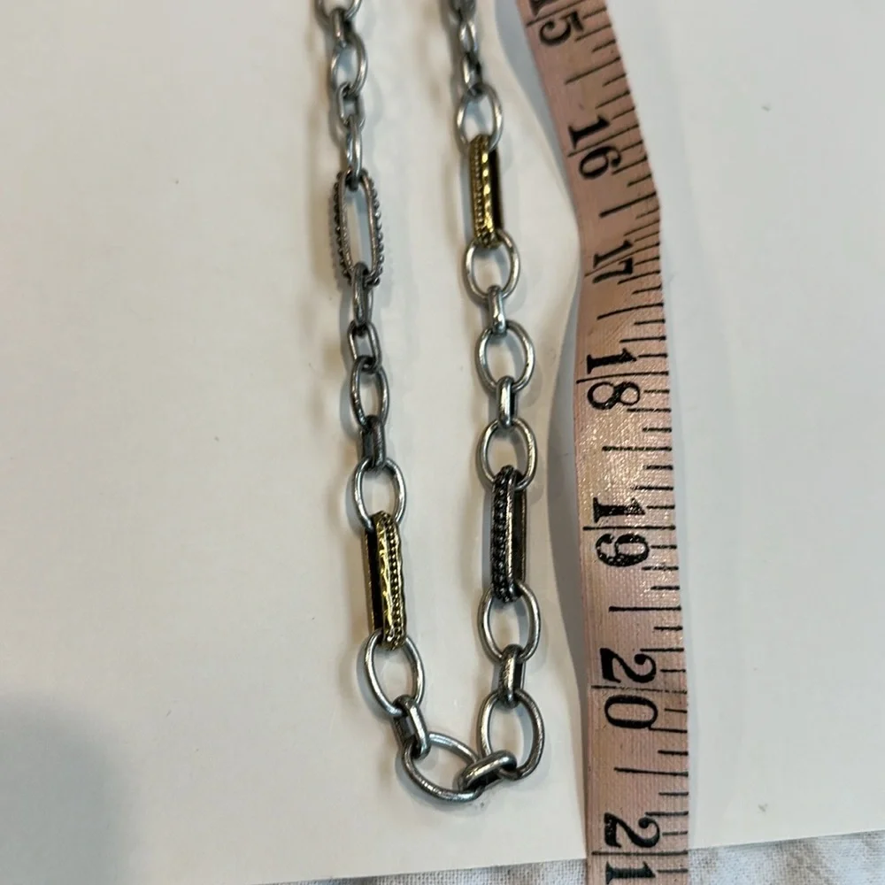 Chico’s Yvonne Single Strand Paperclip Silver & Gold Tone Mixed Metal Necklace